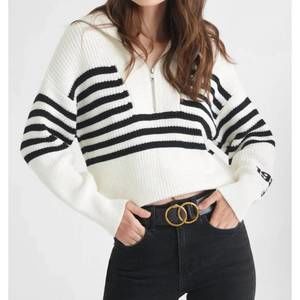 NEW 525 AMERICA norah 1983 stripe half-zip sweater in chalk multi